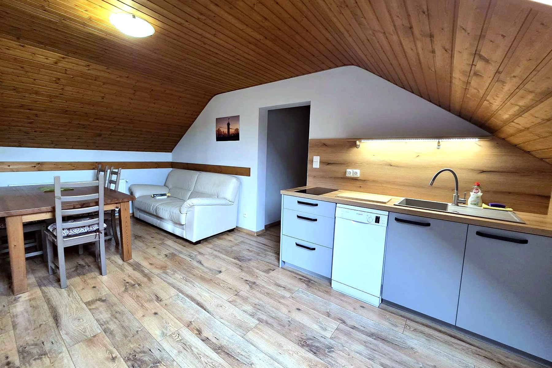 Apartmán 2 – obytná část s kuchyní a jídelním koutem, Apartmány Sára, ubytování Jizerských hor